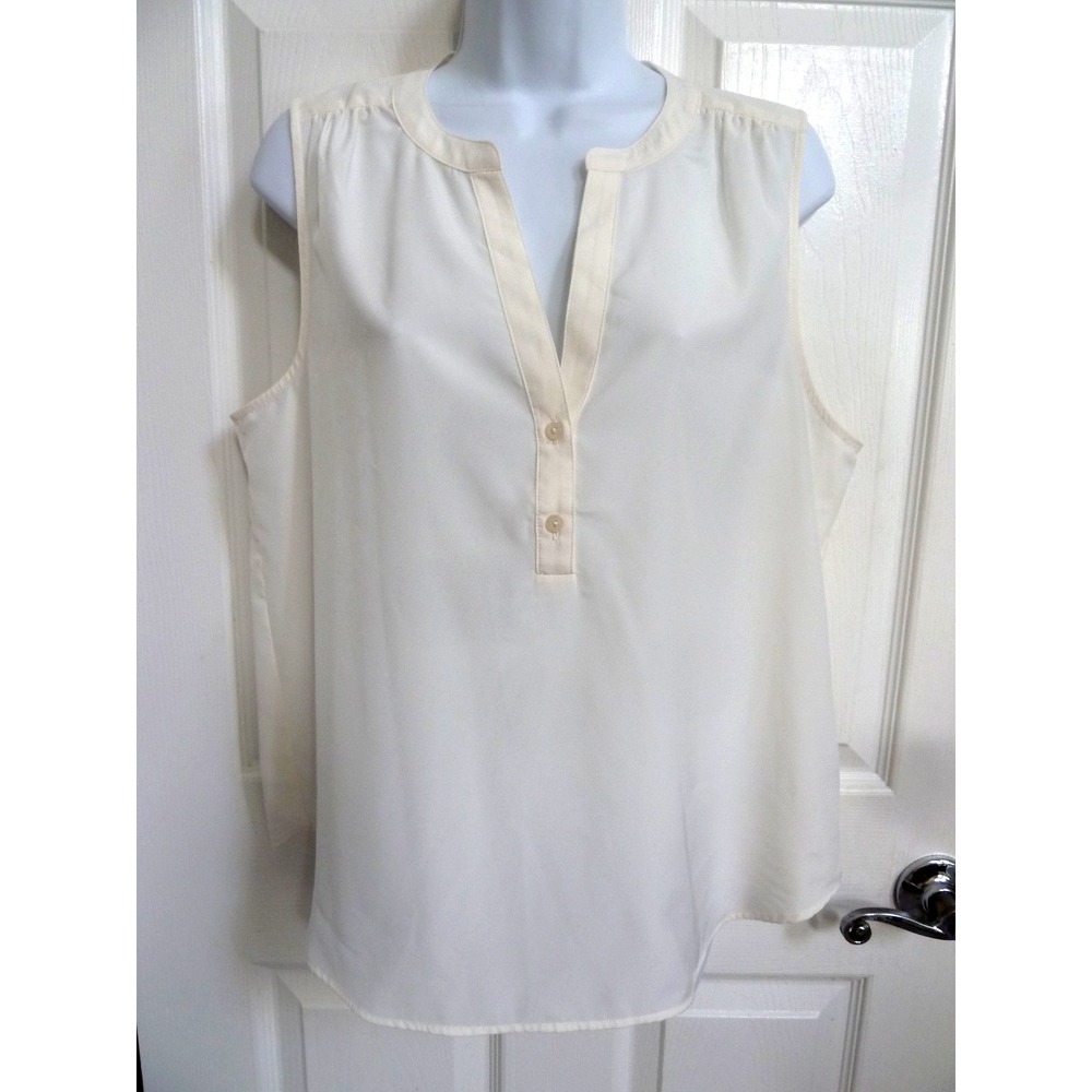 J. Crew Womens Medium V-Neck Sleeveless Blouse Career Office Cream Pullover